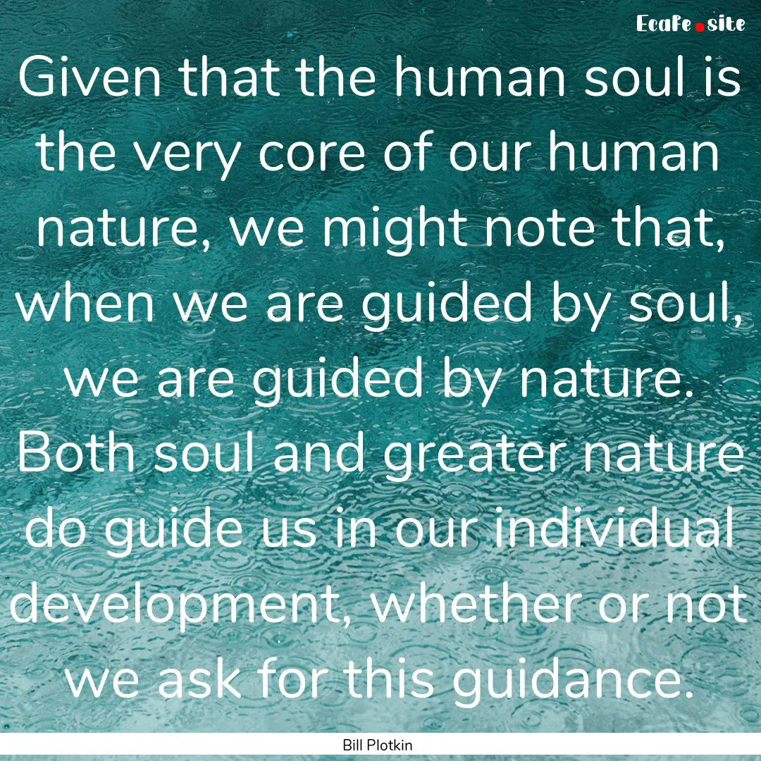 Given that the human soul is the very core.... : Quote by Bill Plotkin