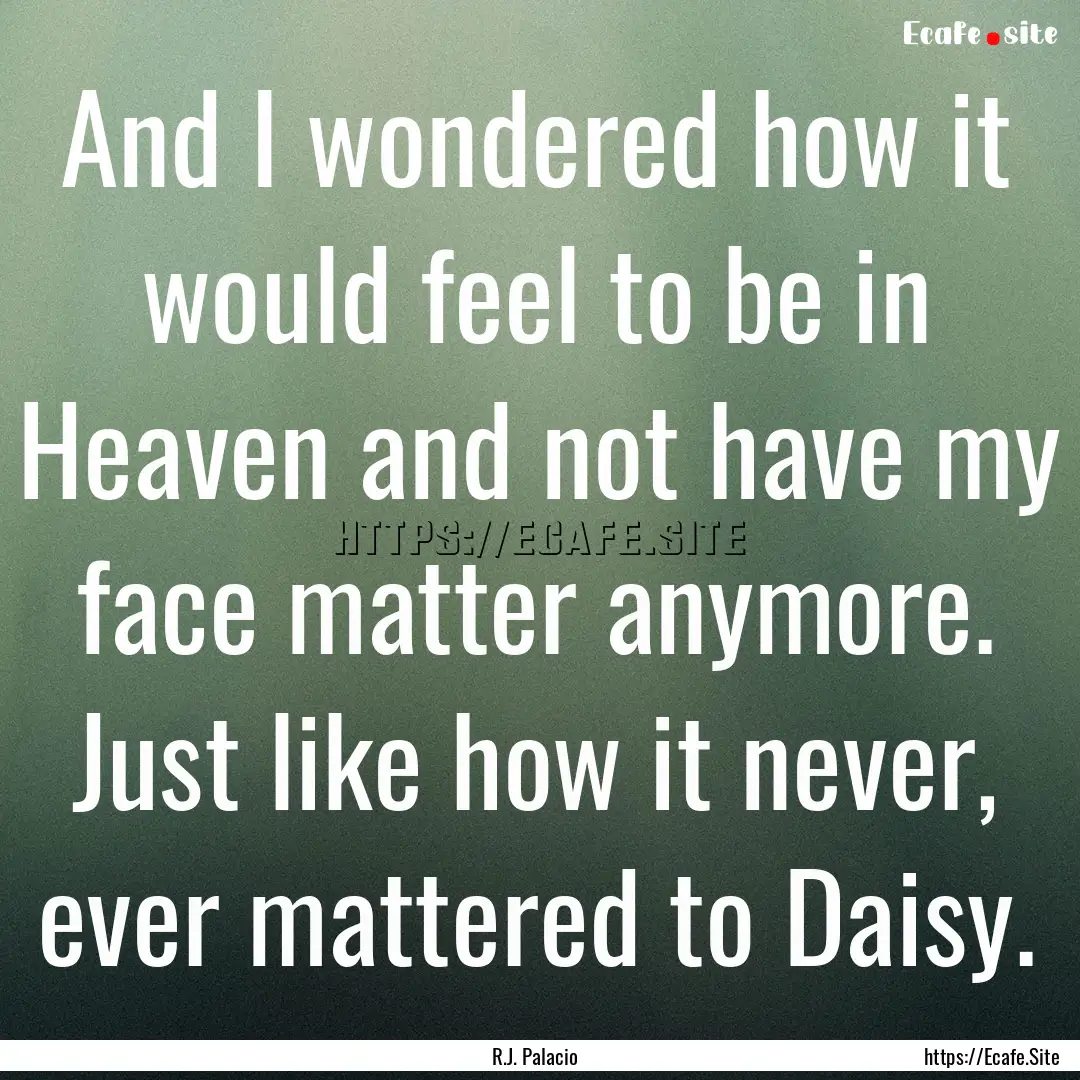 And I wondered how it would feel to be in.... : Quote by R.J. Palacio