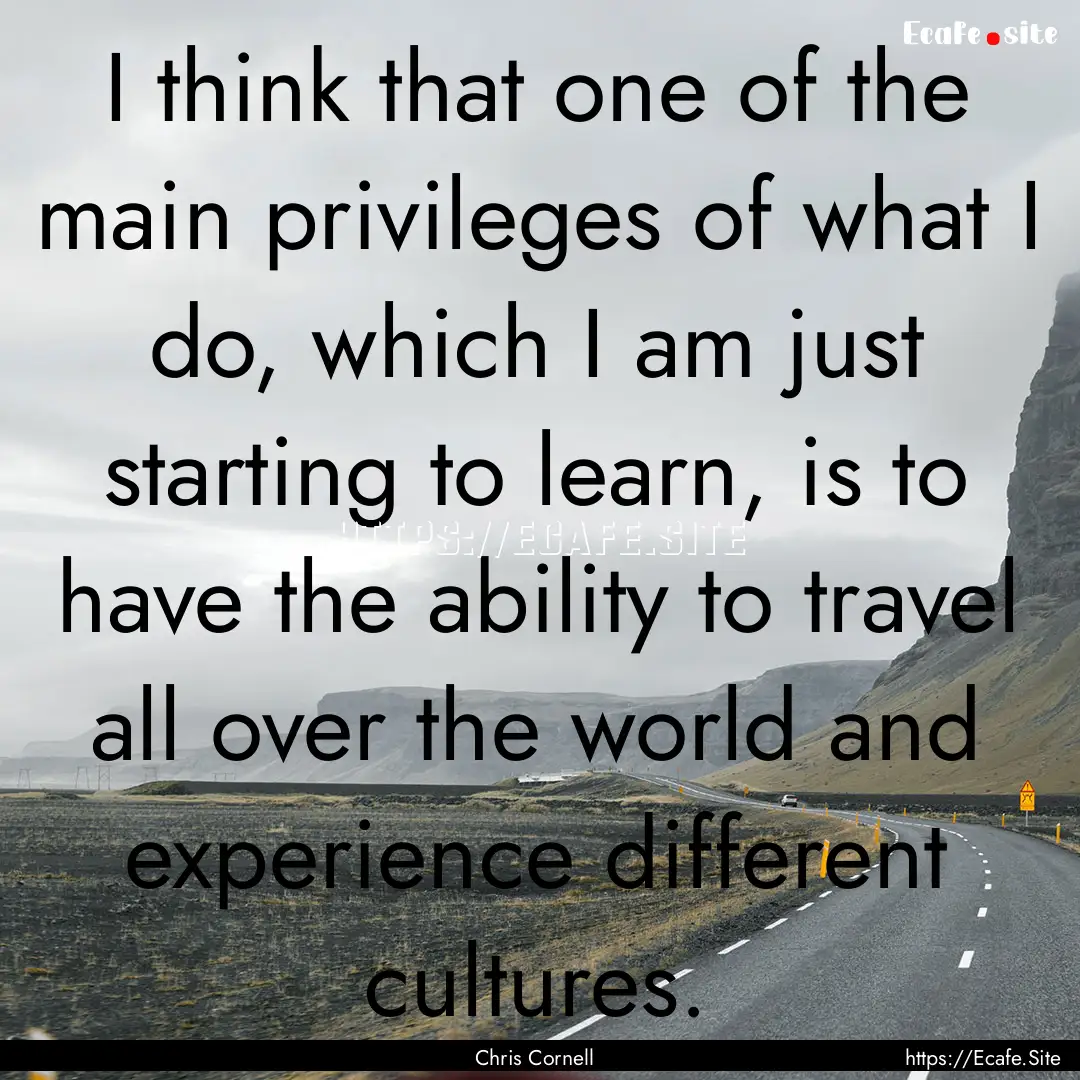 I think that one of the main privileges of.... : Quote by Chris Cornell