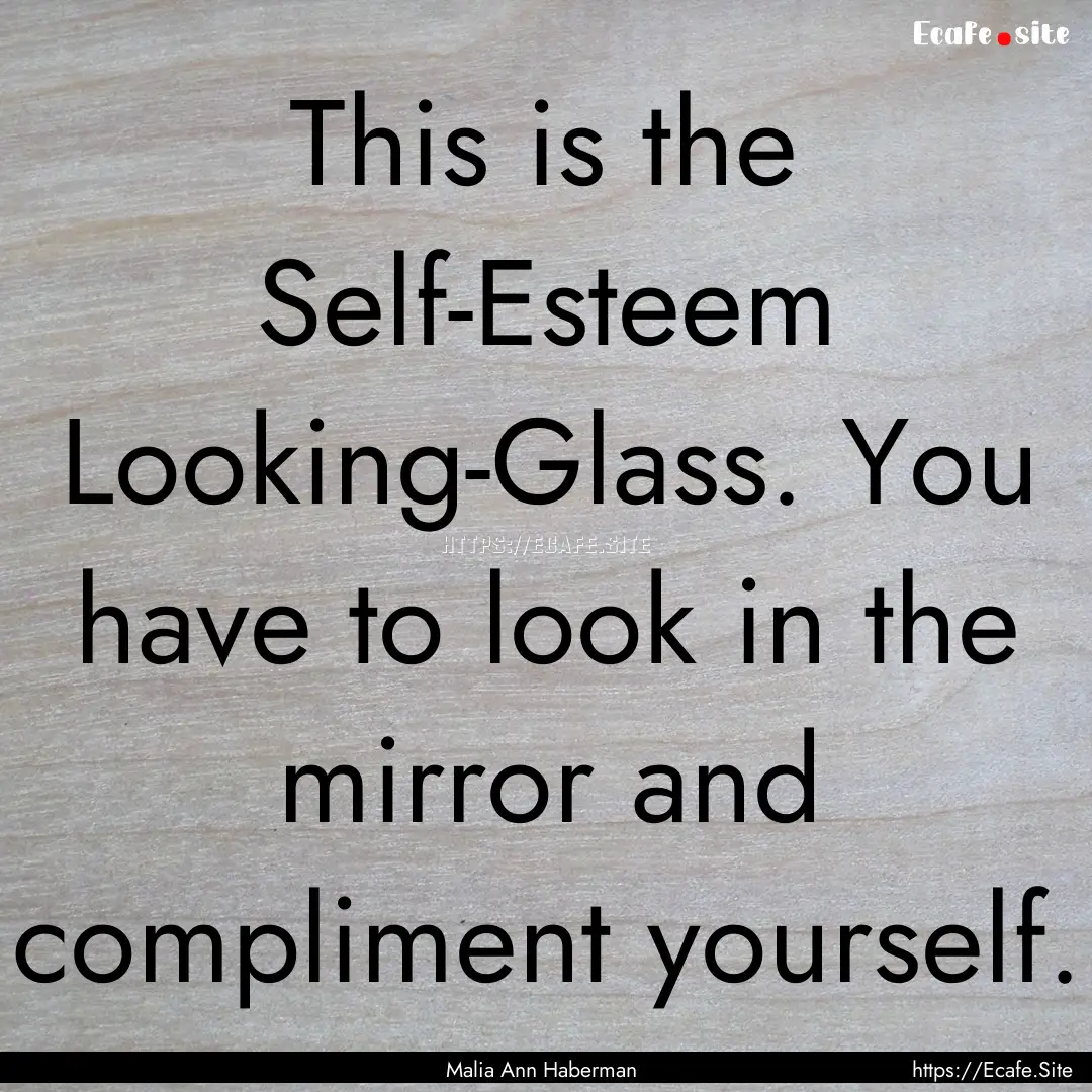 This is the Self-Esteem Looking-Glass. You.... : Quote by Malia Ann Haberman