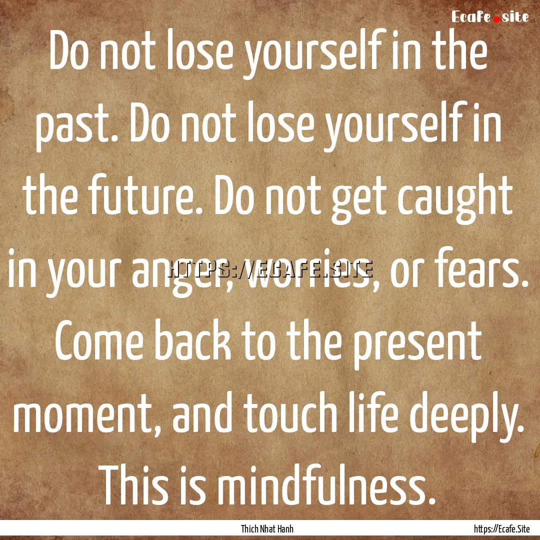 Do not lose yourself in the past. Do not.... : Quote by Thich Nhat Hanh