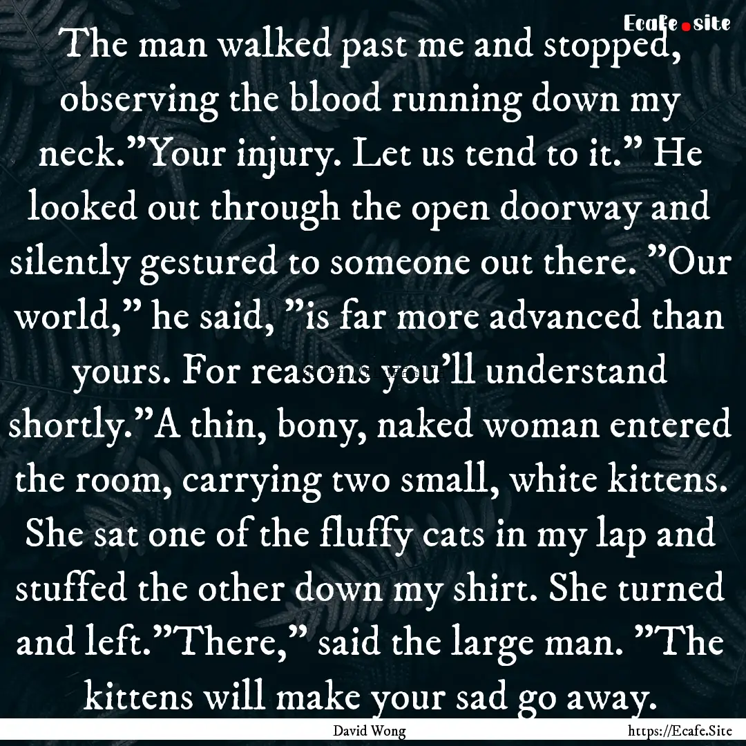 The man walked past me and stopped, observing.... : Quote by David Wong