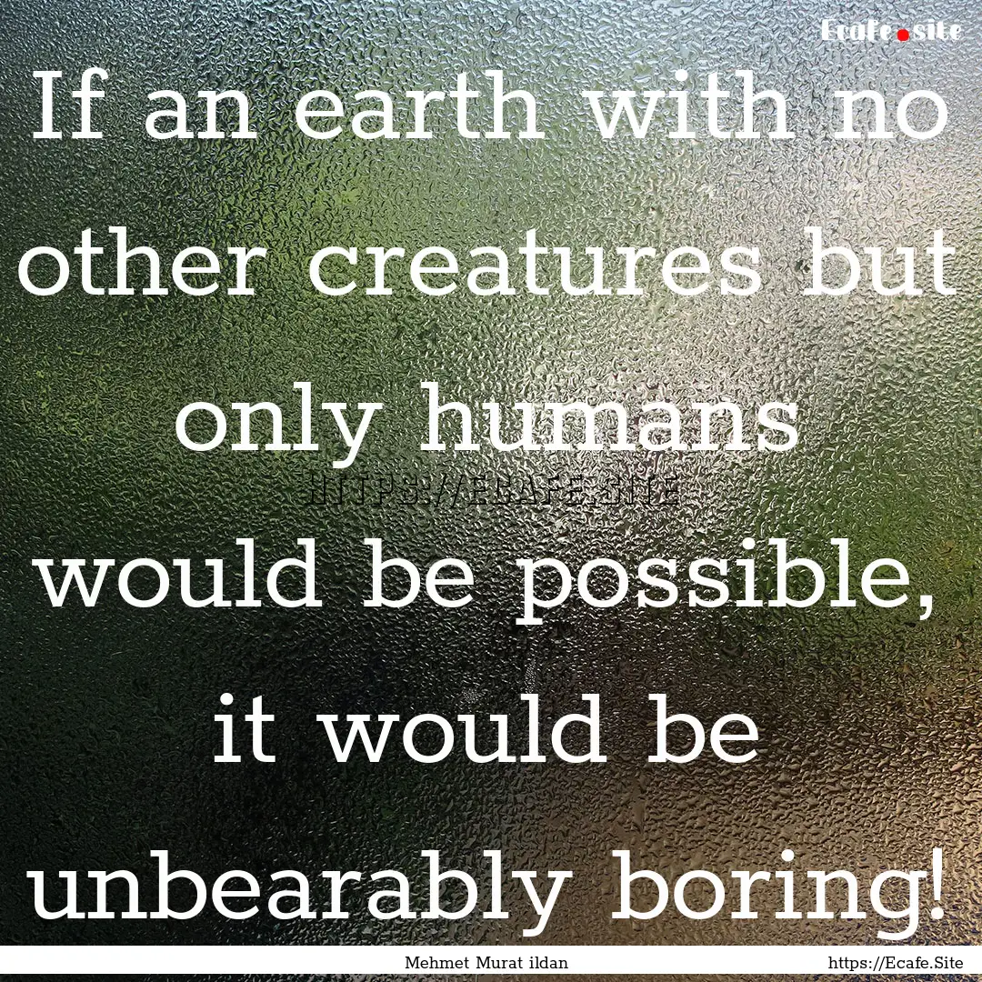 If an earth with no other creatures but only.... : Quote by Mehmet Murat ildan