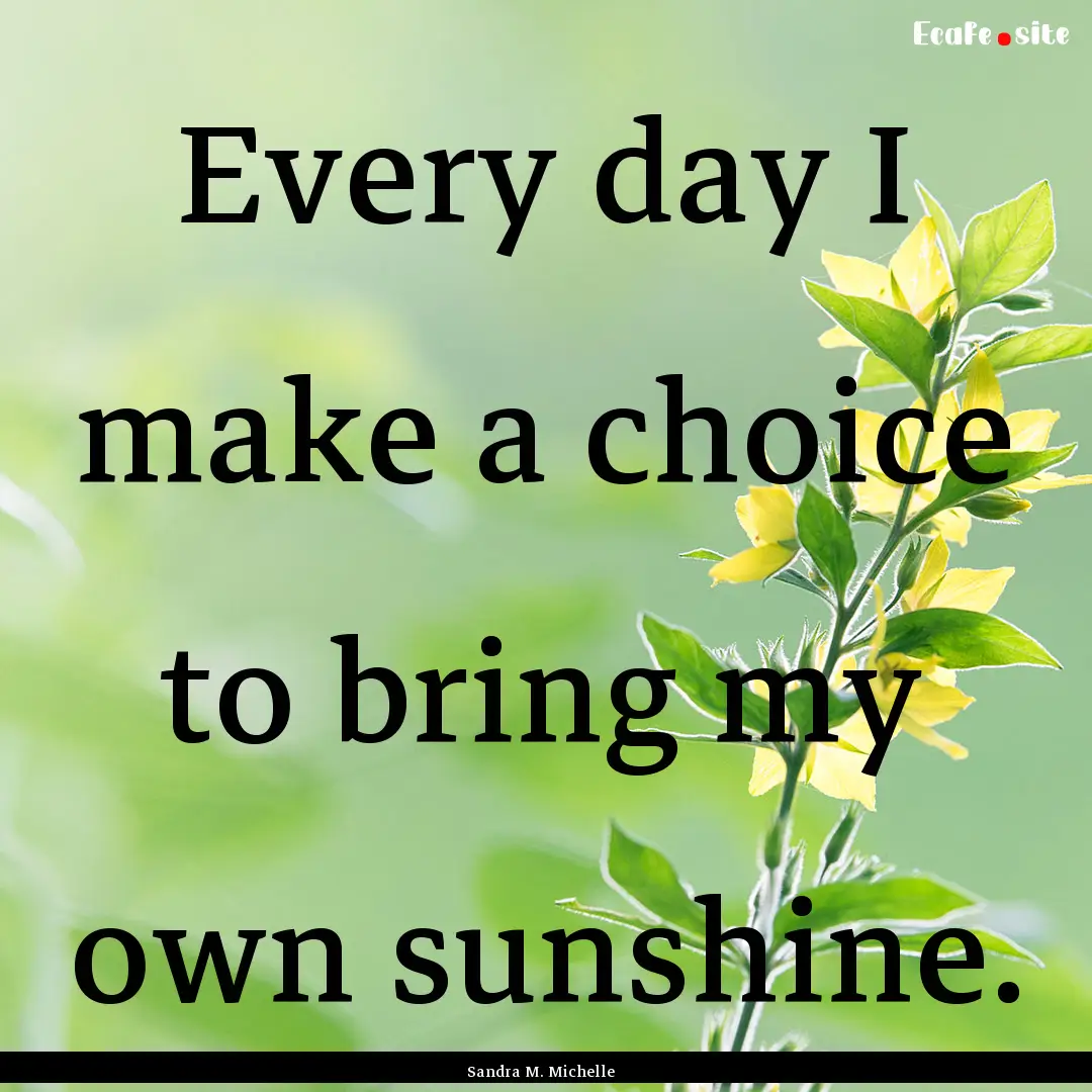 Every day I make a choice to bring my own.... : Quote by Sandra M. Michelle