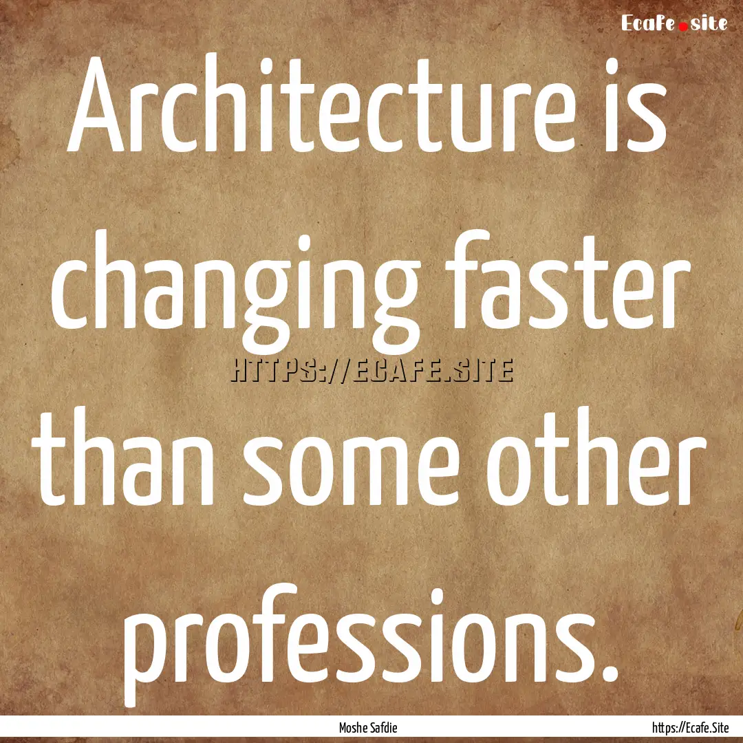 Architecture is changing faster than some.... : Quote by Moshe Safdie