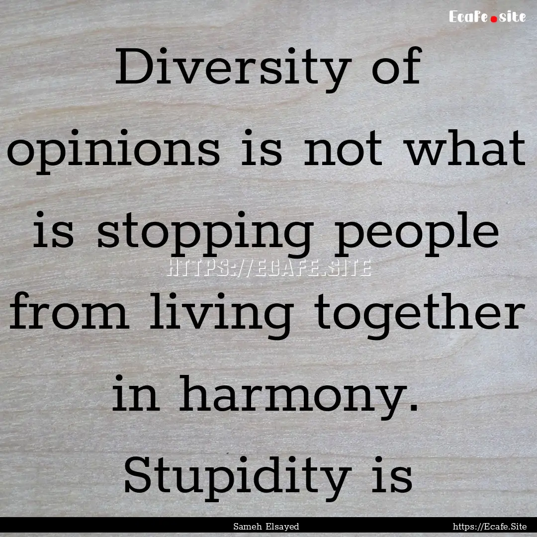 Diversity of opinions is not what is stopping.... : Quote by Sameh Elsayed