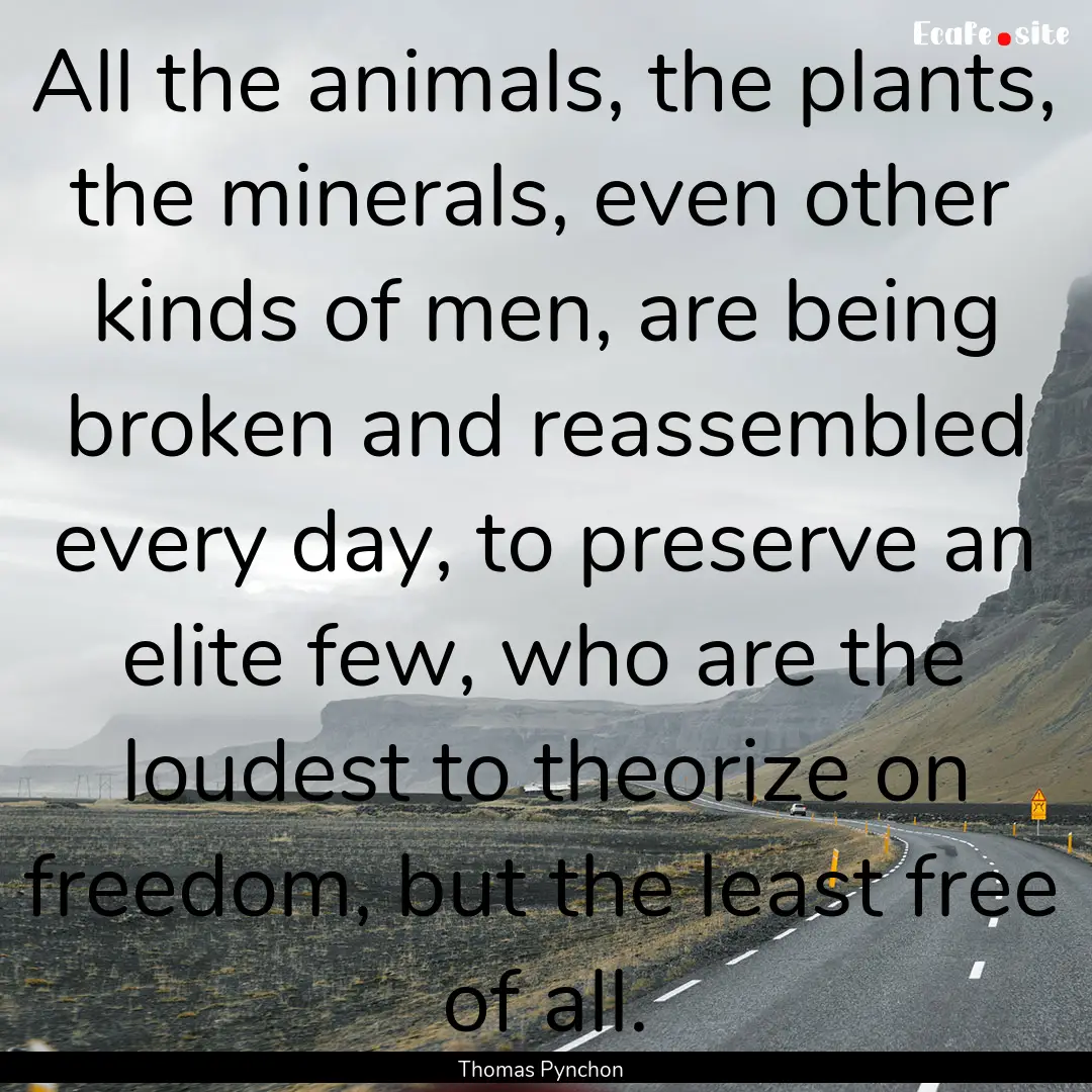 All the animals, the plants, the minerals,.... : Quote by Thomas Pynchon