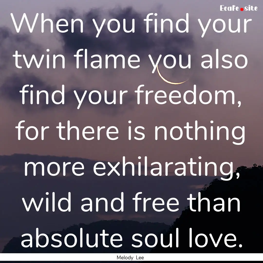 When you find your twin flame you also find.... : Quote by Melody Lee