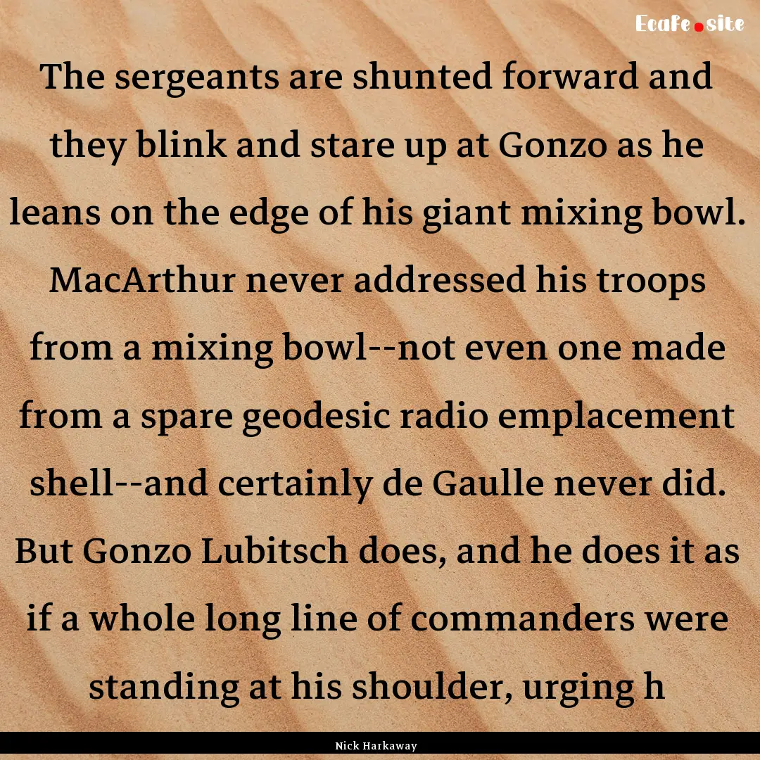 The sergeants are shunted forward and they.... : Quote by Nick Harkaway