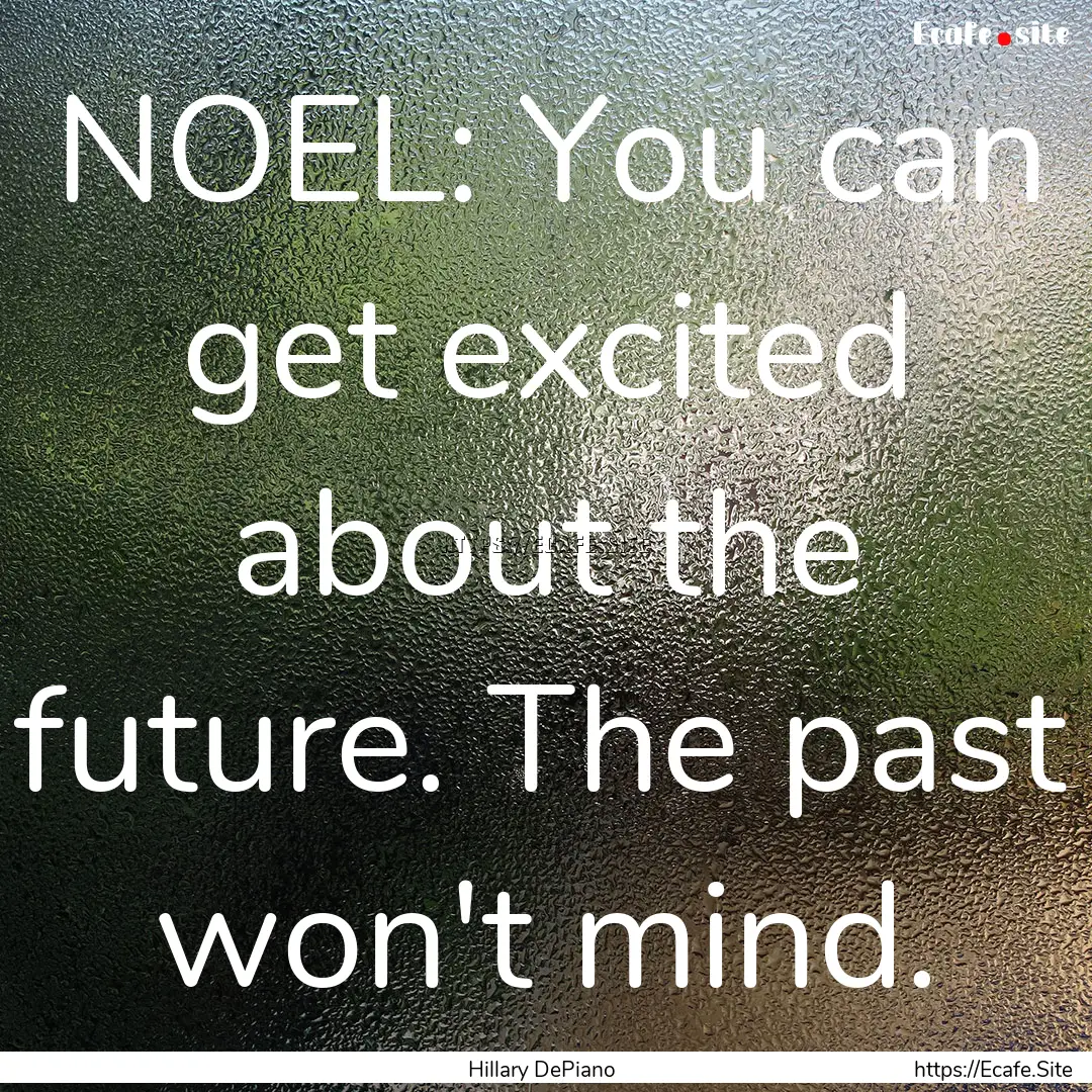 NOEL: You can get excited about the future..... : Quote by Hillary DePiano