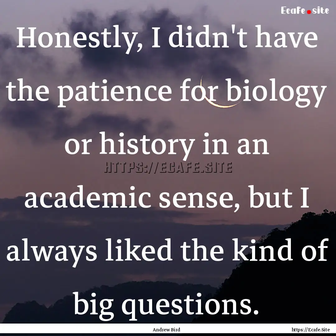 Honestly, I didn't have the patience for.... : Quote by Andrew Bird