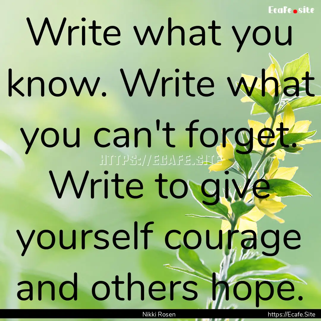 Write what you know. Write what you can't.... : Quote by Nikki Rosen