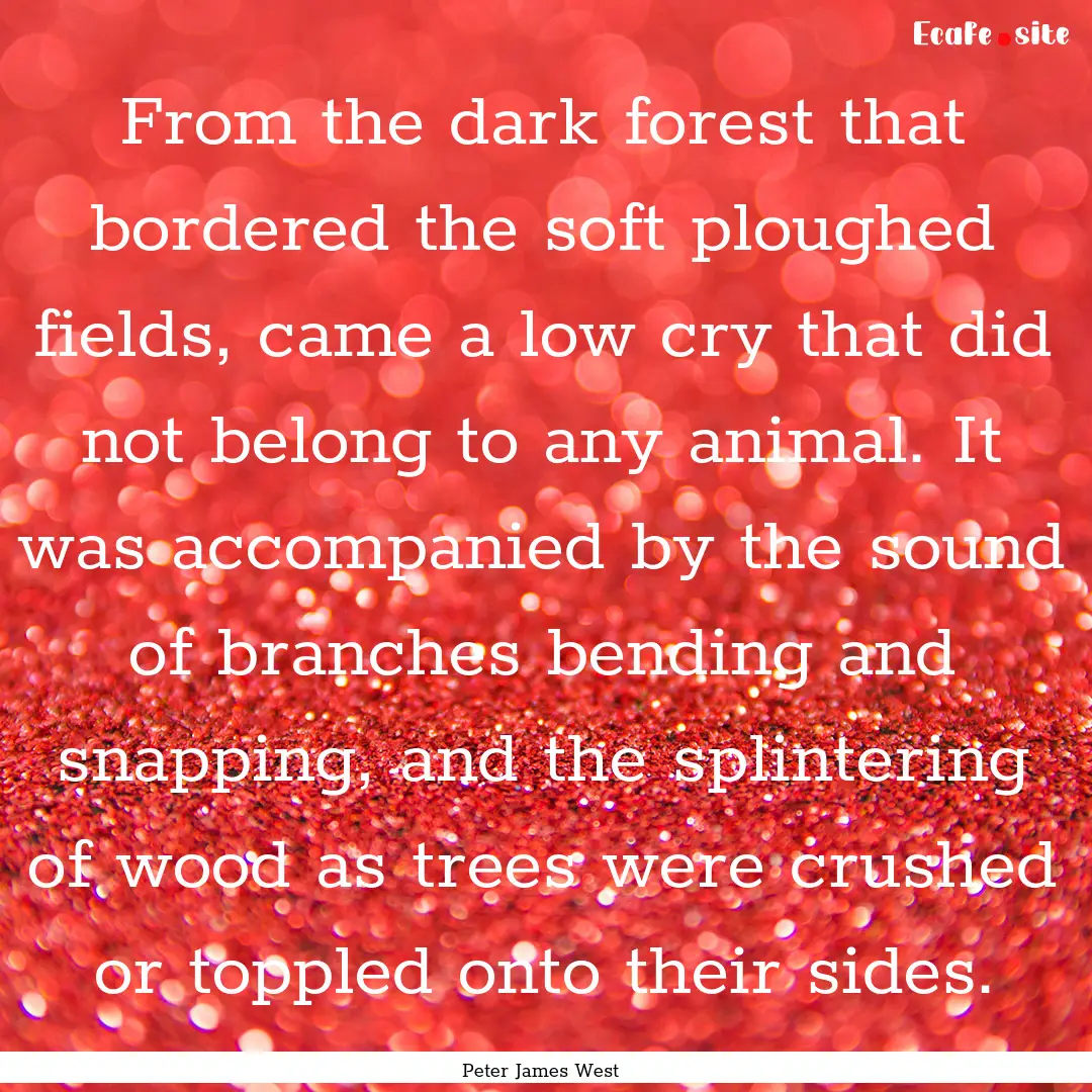 From the dark forest that bordered the soft.... : Quote by Peter James West