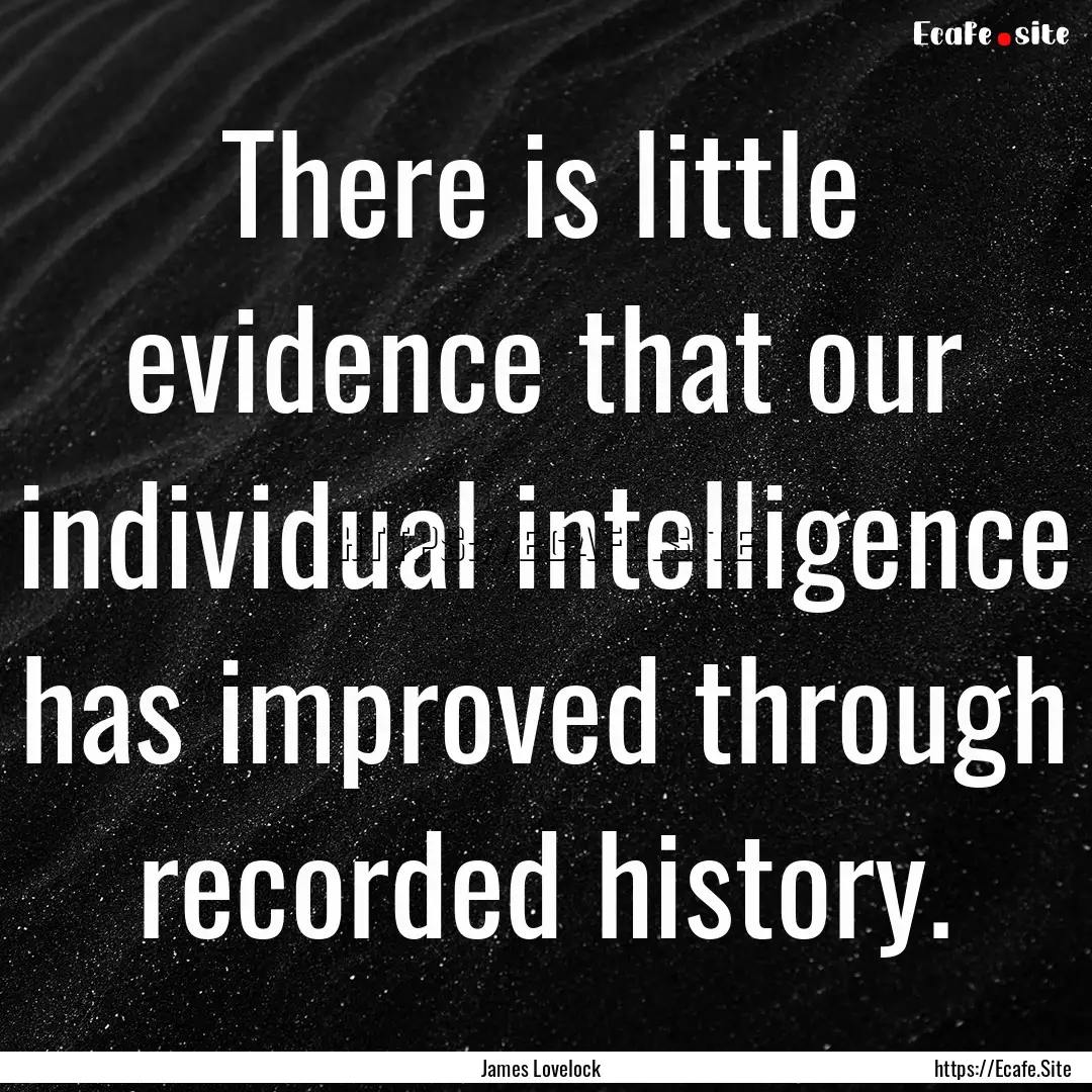 There is little evidence that our individual.... : Quote by James Lovelock