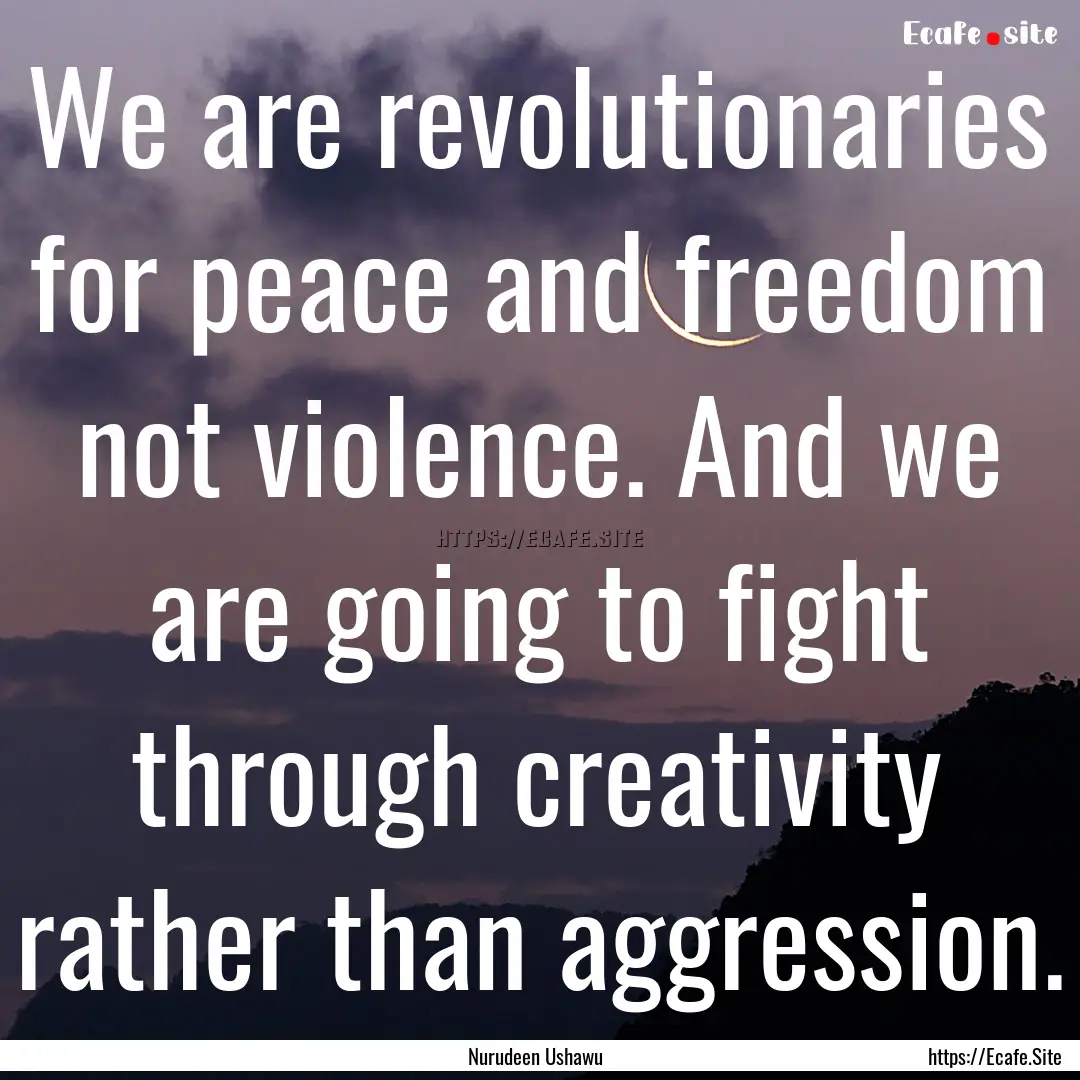 We are revolutionaries for peace and freedom.... : Quote by Nurudeen Ushawu