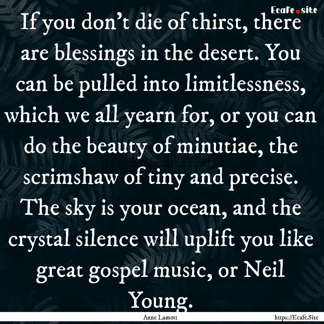 If you don't die of thirst, there are blessings.... : Quote by Anne Lamott