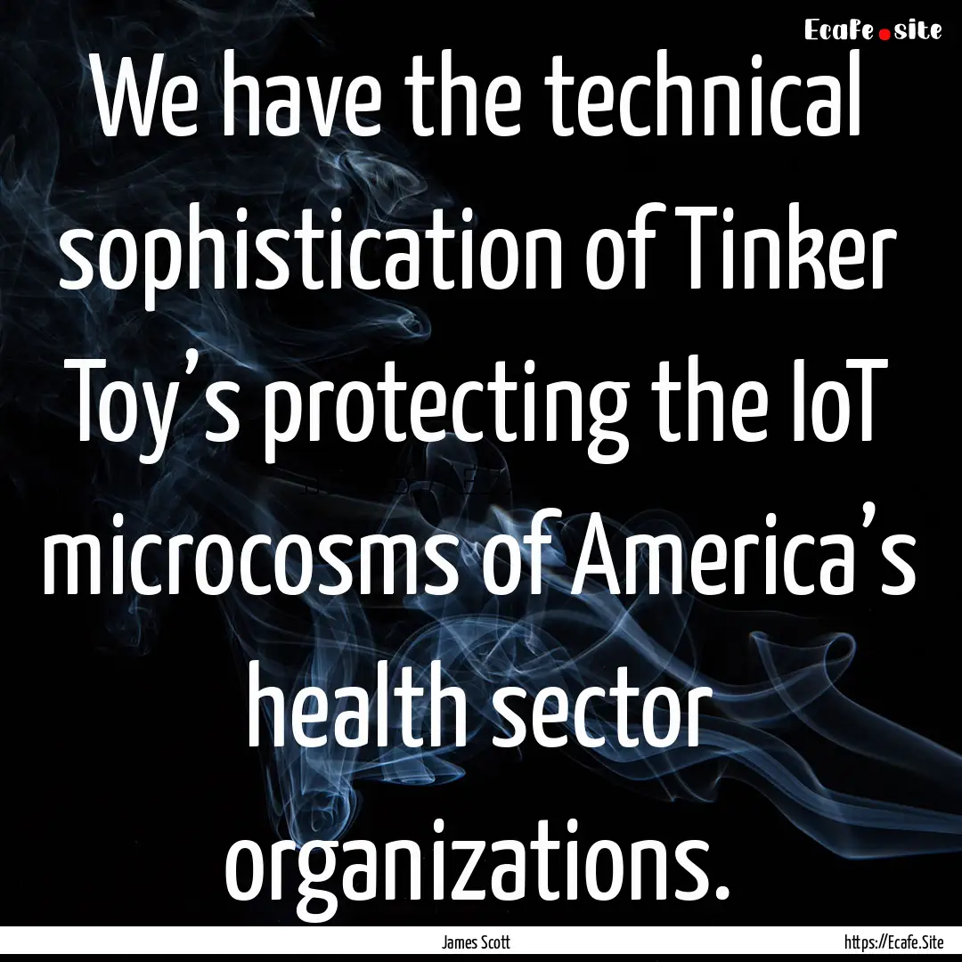 We have the technical sophistication of Tinker.... : Quote by James Scott