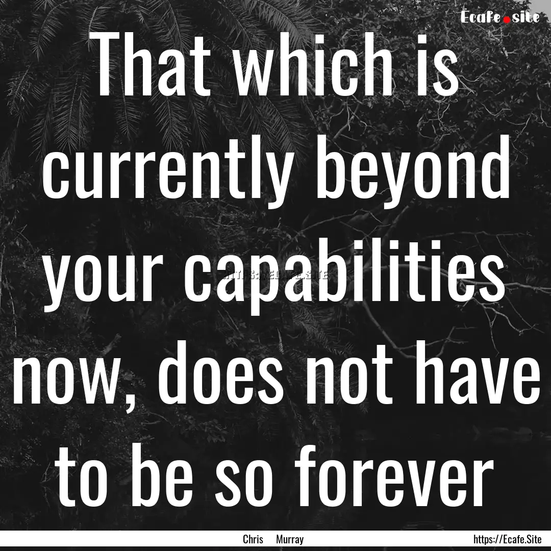 That which is currently beyond your capabilities.... : Quote by Chris Murray