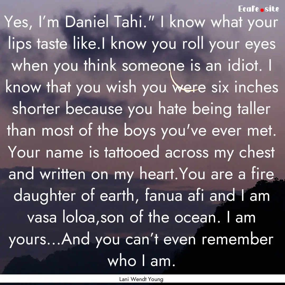 Yes, I’m Daniel Tahi.