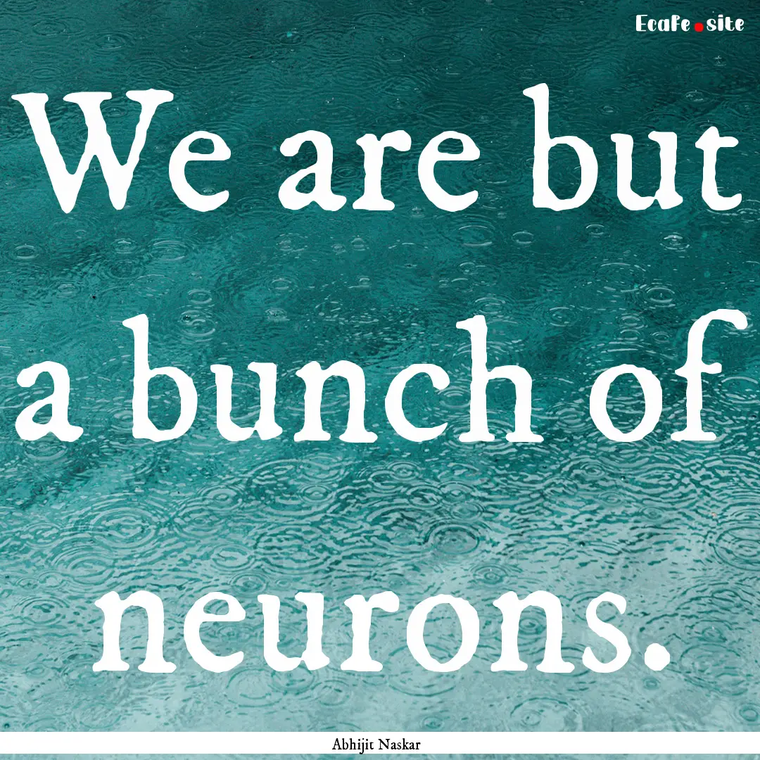 We are but a bunch of neurons. : Quote by Abhijit Naskar