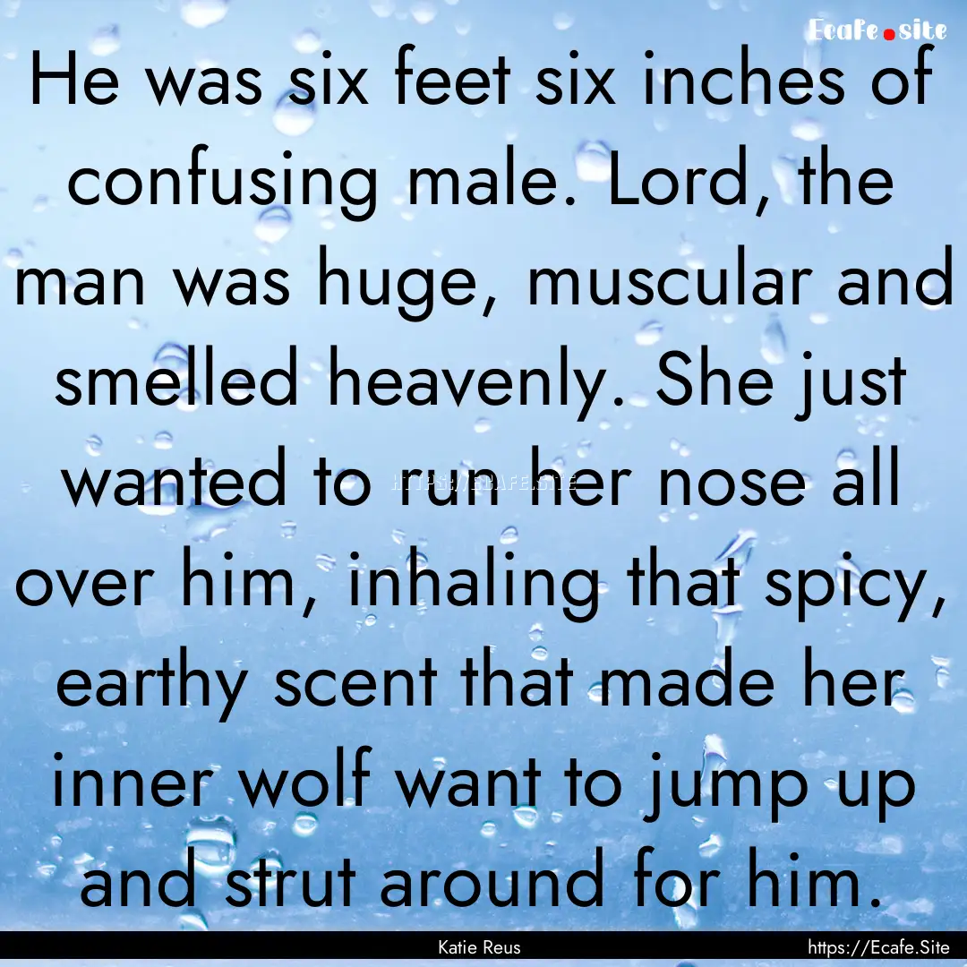 He was six feet six inches of confusing male..... : Quote by Katie Reus