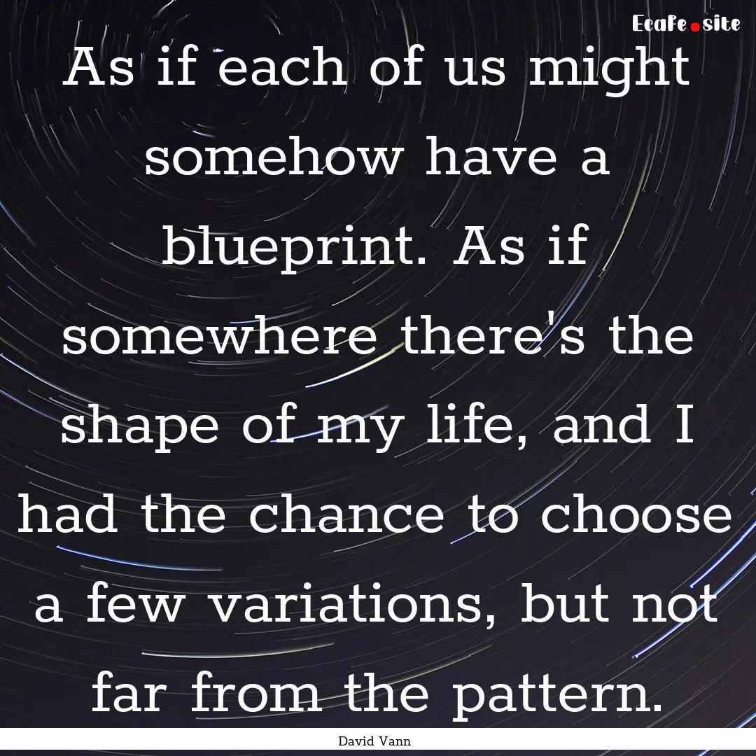 As if each of us might somehow have a blueprint..... : Quote by David Vann