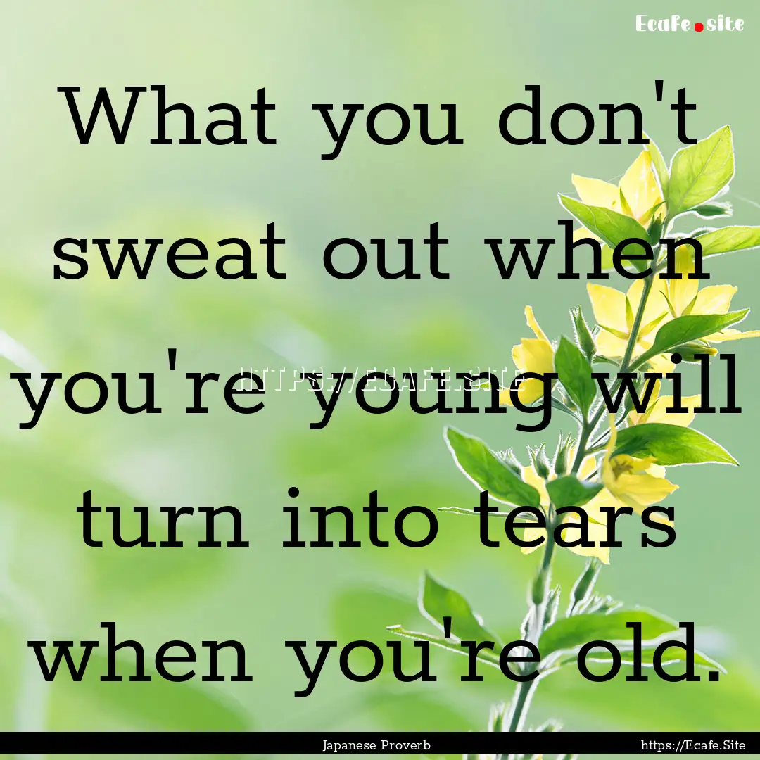 What you don't sweat out when you're young.... : Quote by Japanese Proverb