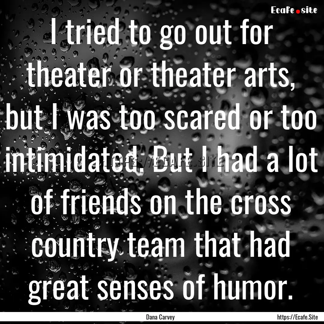 I tried to go out for theater or theater.... : Quote by Dana Carvey