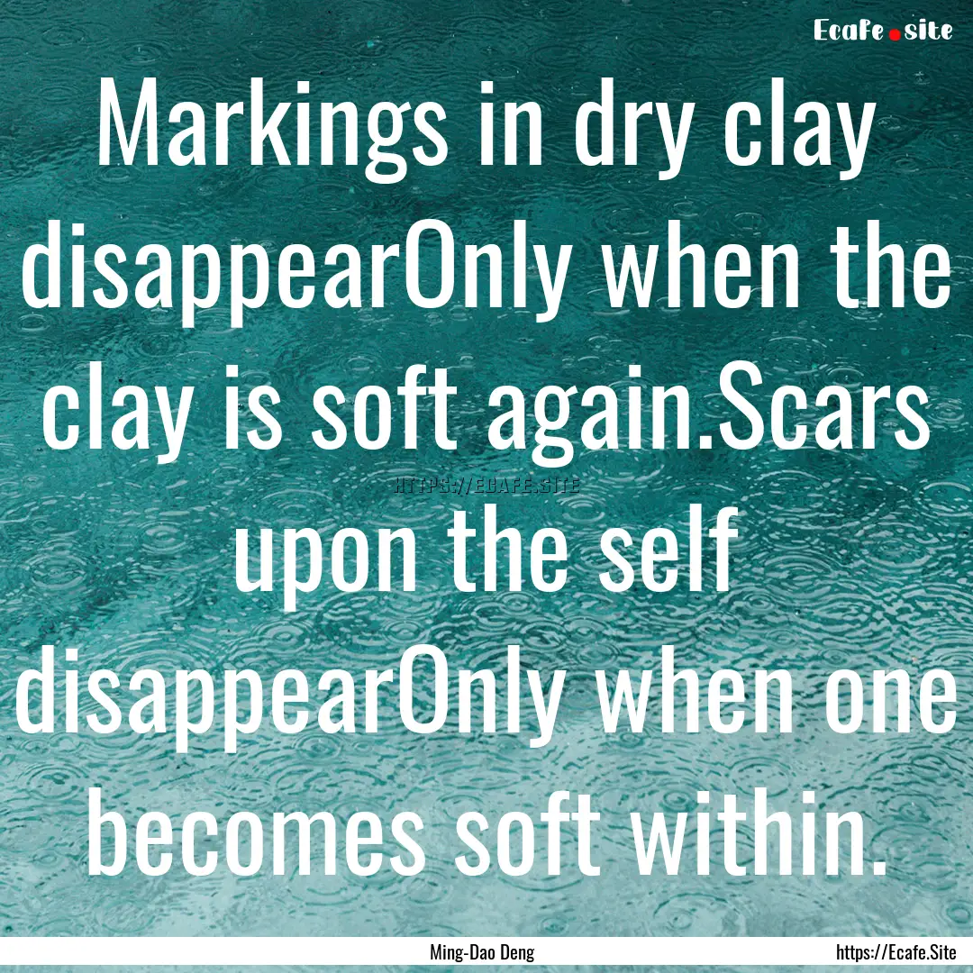 Markings in dry clay disappearOnly when the.... : Quote by Ming-Dao Deng