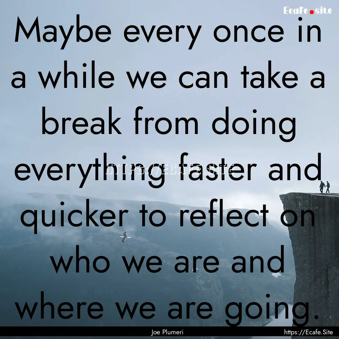 Maybe every once in a while we can take a.... : Quote by Joe Plumeri