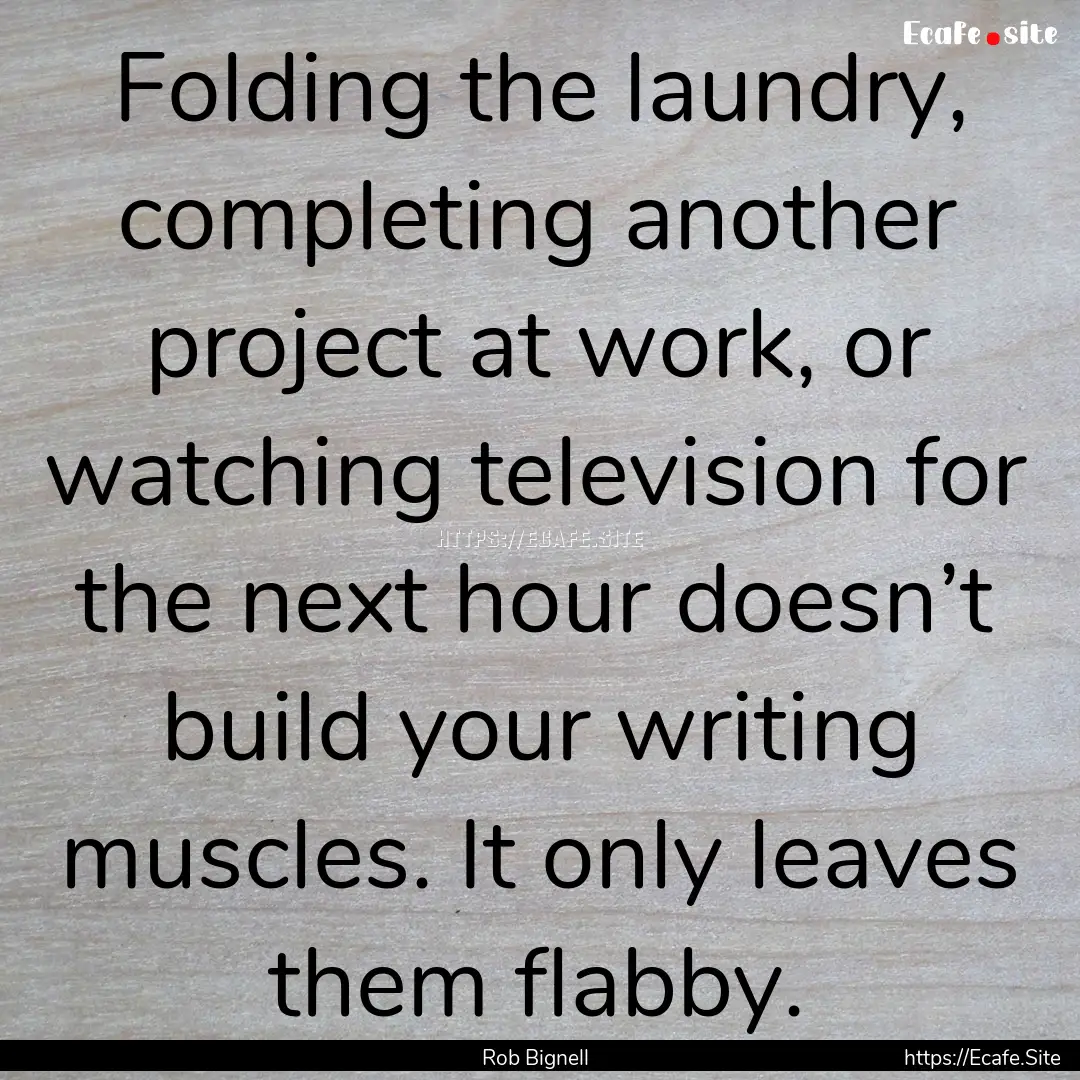 Folding the laundry, completing another project.... : Quote by Rob Bignell