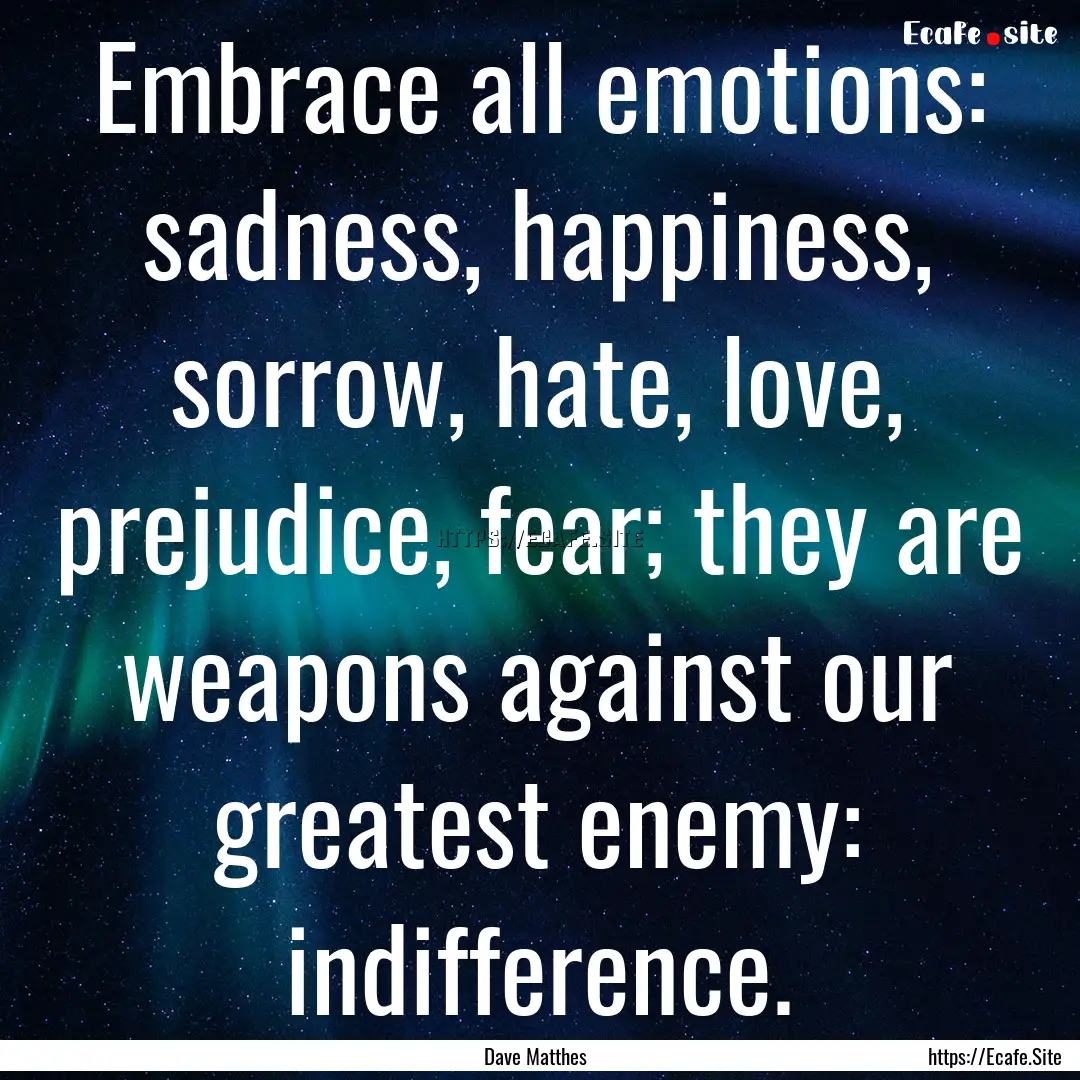 Embrace all emotions: sadness, happiness,.... : Quote by Dave Matthes