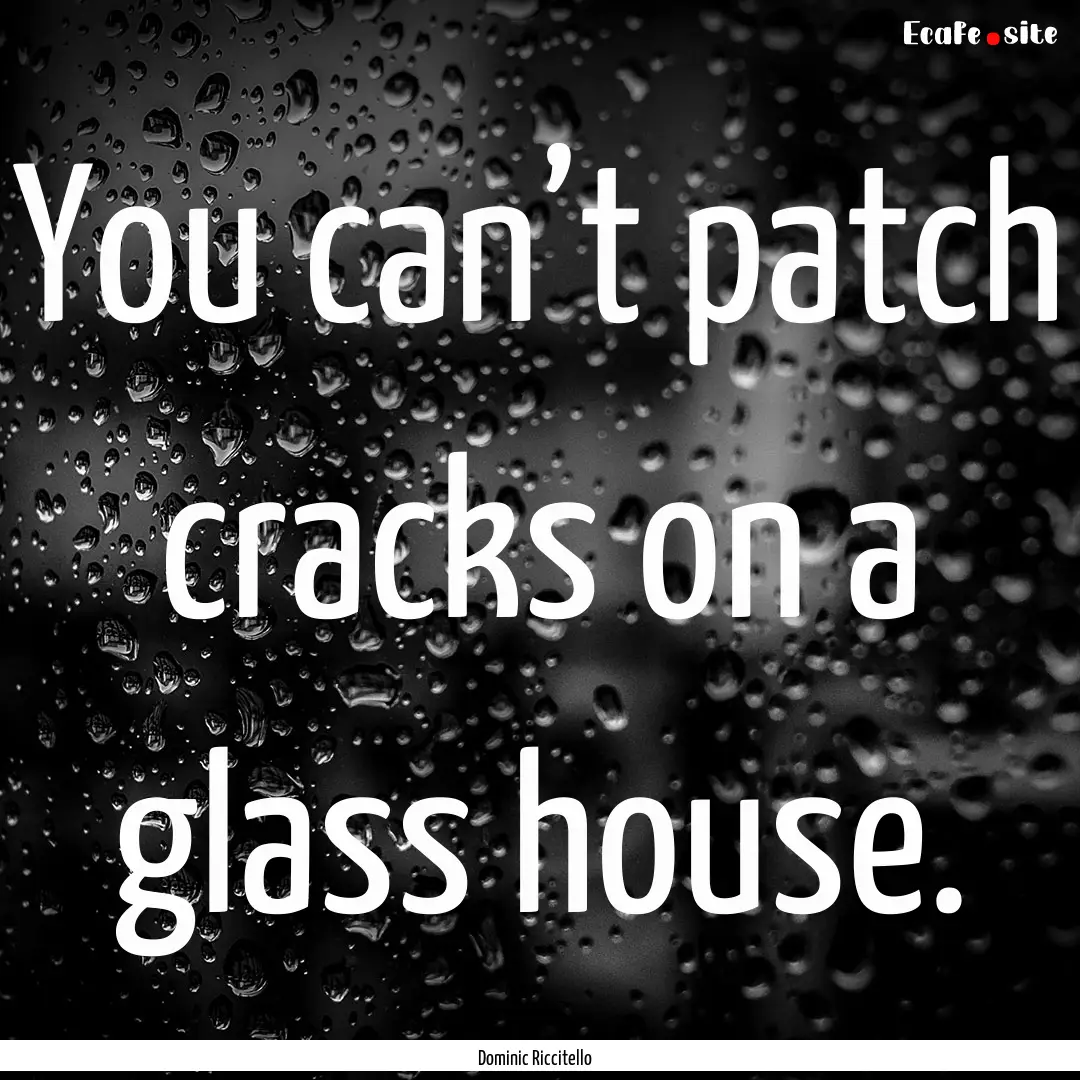 You can’t patch cracks on a glass house..... : Quote by Dominic Riccitello