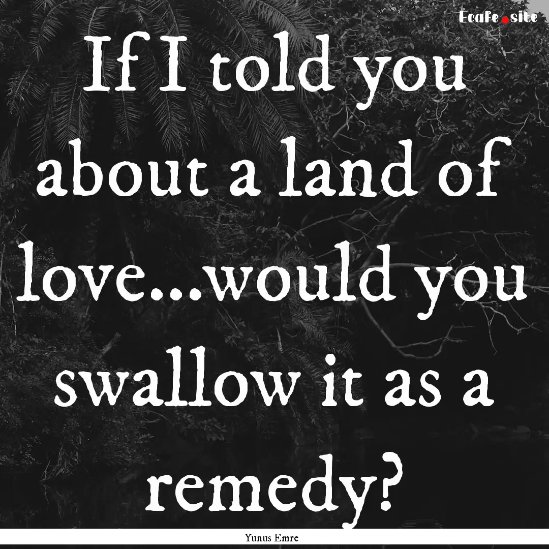 If I told you about a land of love...would.... : Quote by Yunus Emre