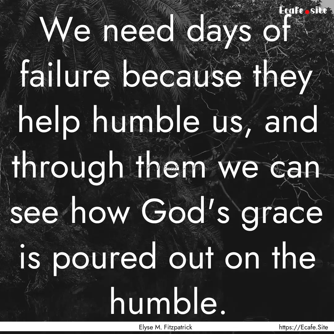 We need days of failure because they help.... : Quote by Elyse M. Fitzpatrick