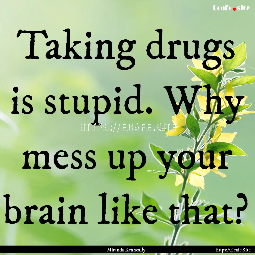 Taking drugs is stupid. Why mess up your.... : Quote by Miranda Kenneally