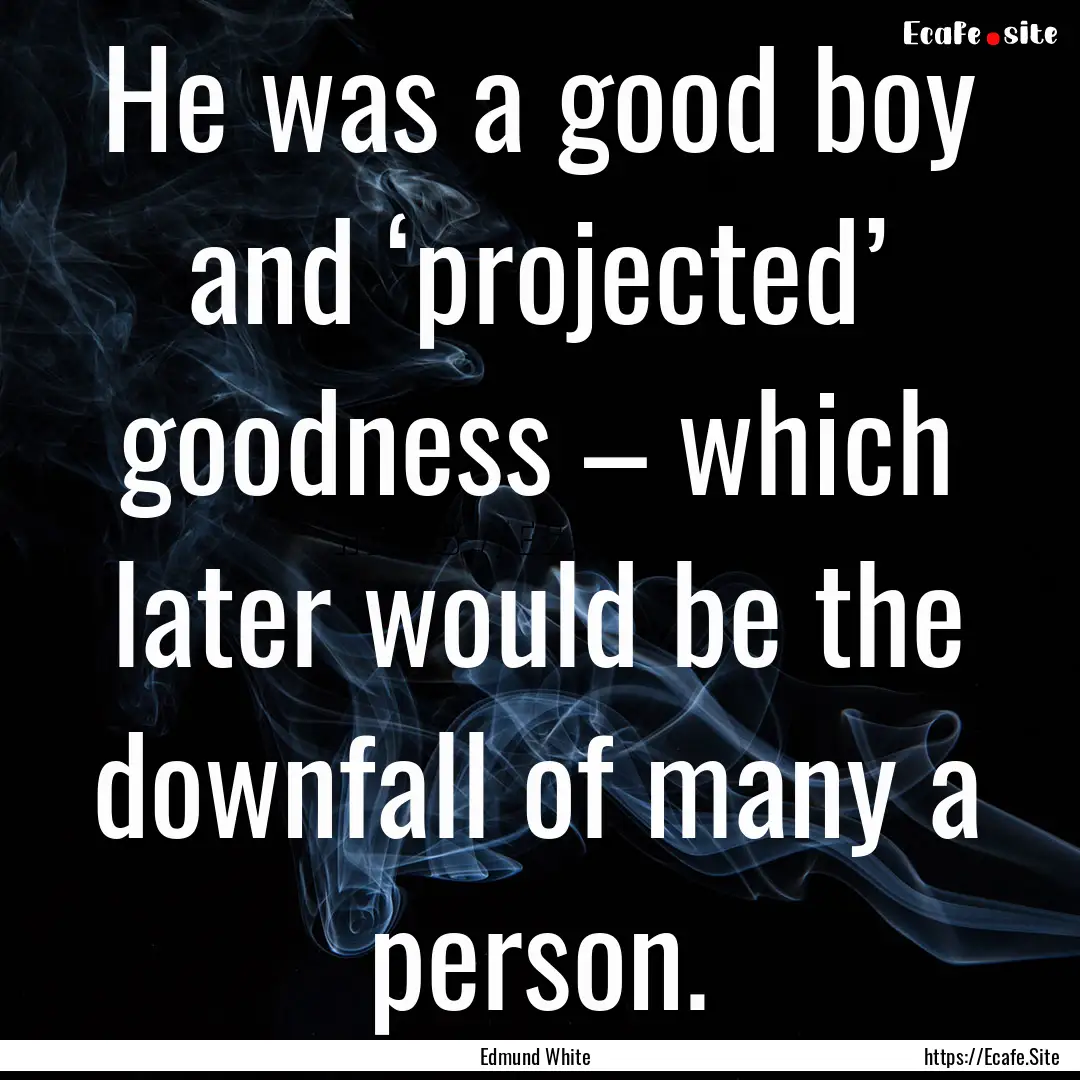 He was a good boy and ‘projected’ goodness.... : Quote by Edmund White