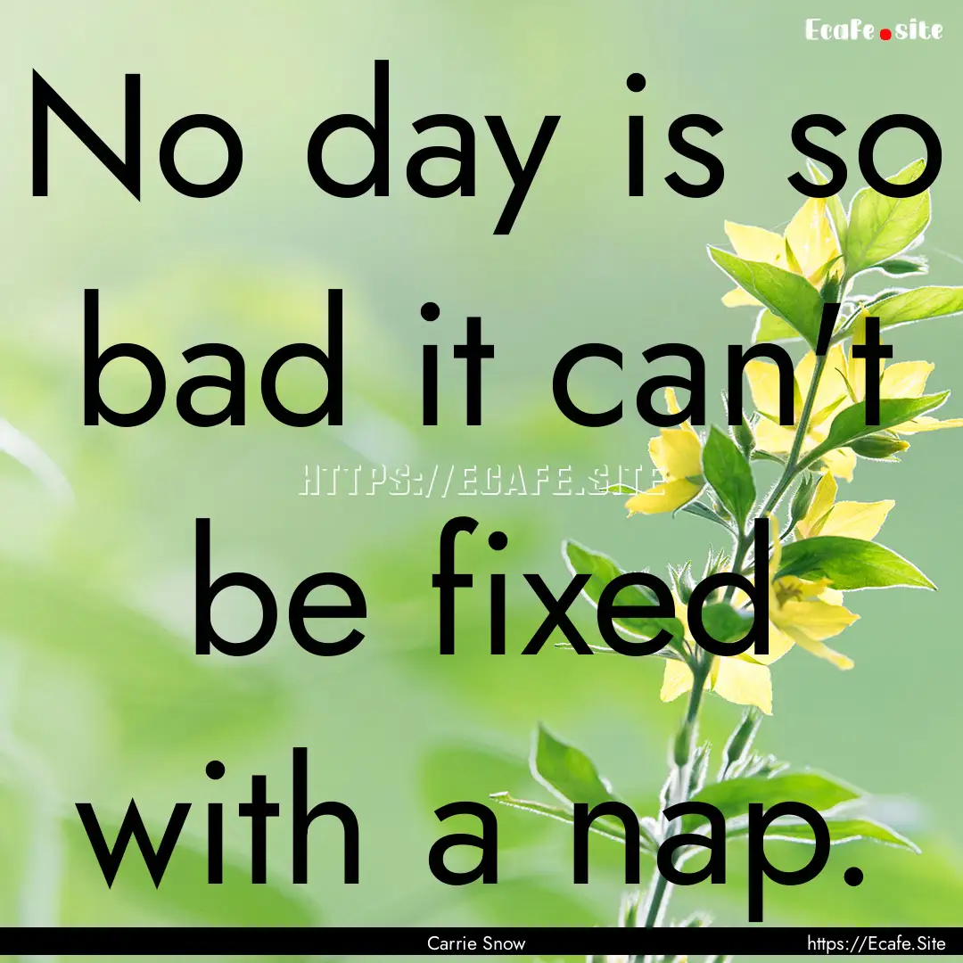 No day is so bad it can't be fixed with a.... : Quote by Carrie Snow