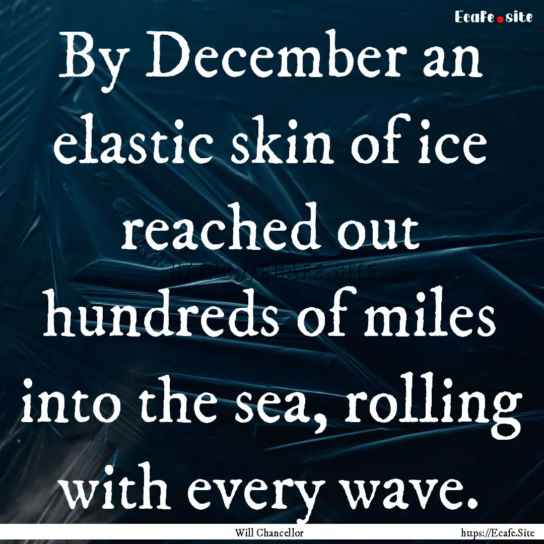 By December an elastic skin of ice reached.... : Quote by Will Chancellor