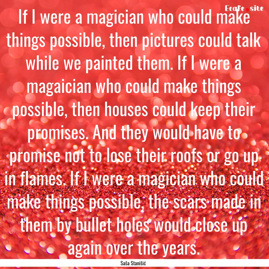 If I were a magician who could make things.... : Quote by Saša Stanišić