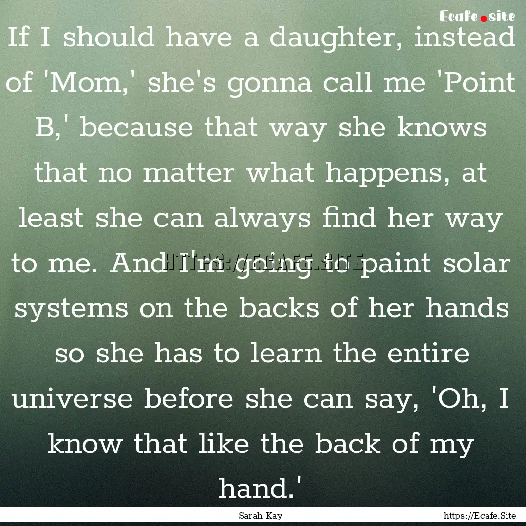 If I should have a daughter, instead of 'Mom,'.... : Quote by Sarah Kay