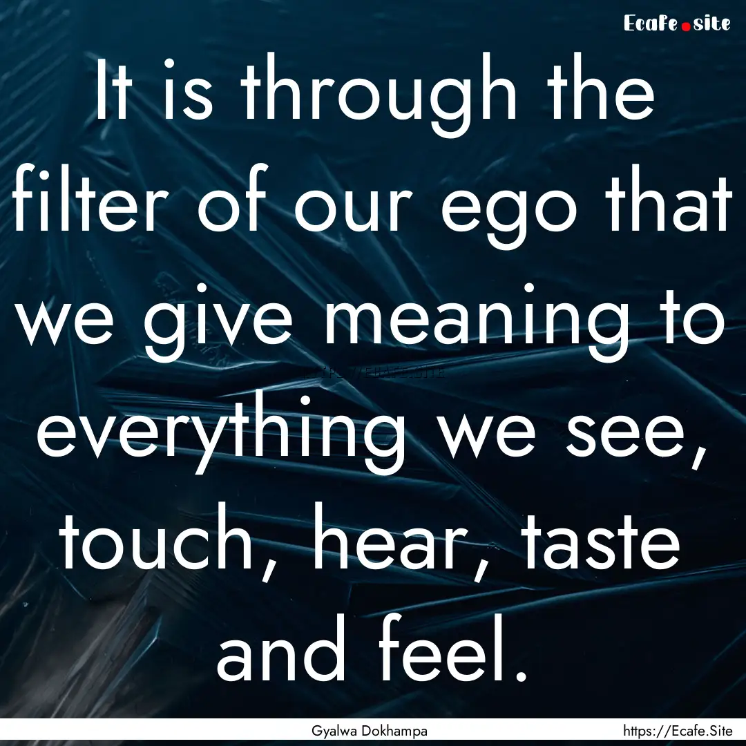 It is through the filter of our ego that.... : Quote by Gyalwa Dokhampa