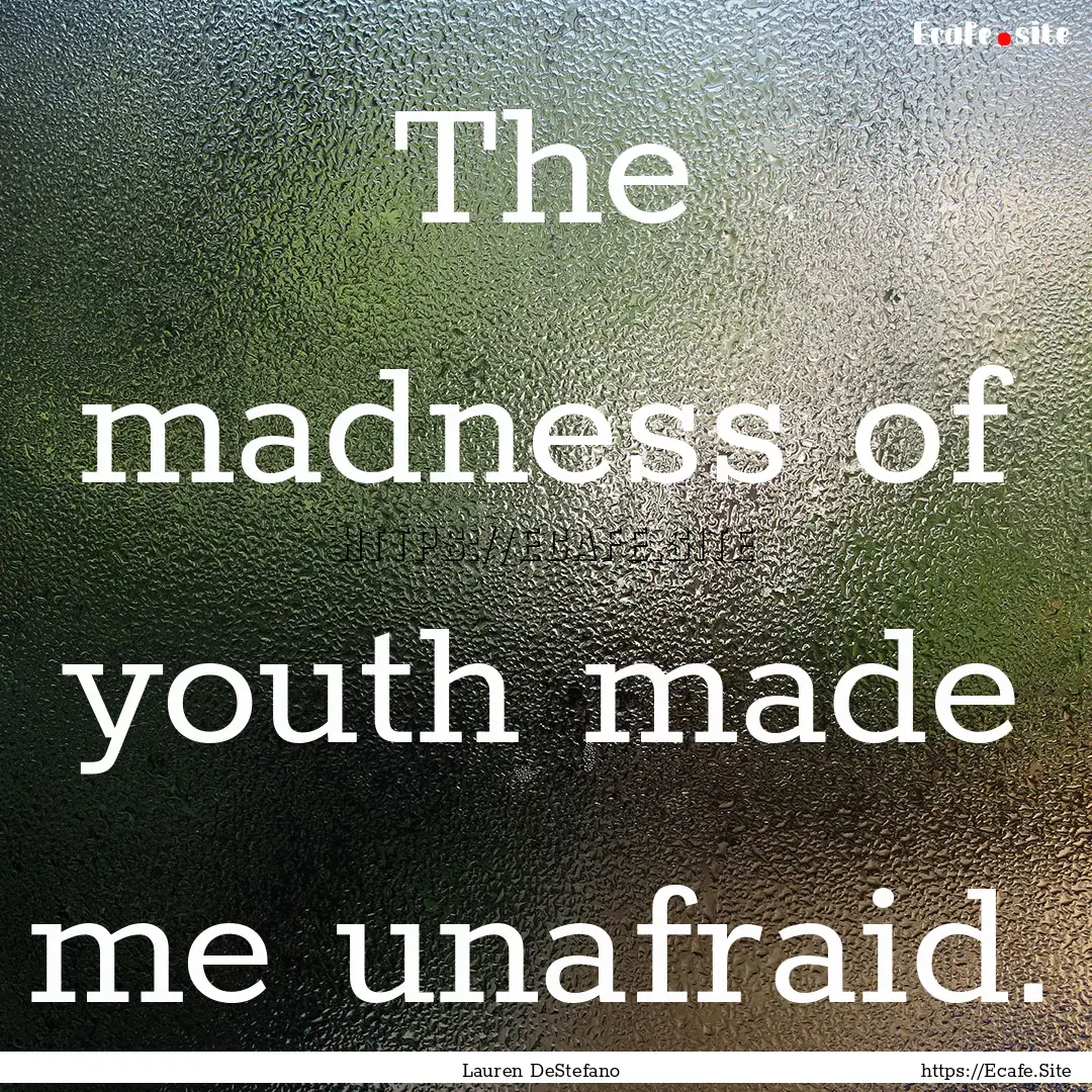 The madness of youth made me unafraid. : Quote by Lauren DeStefano