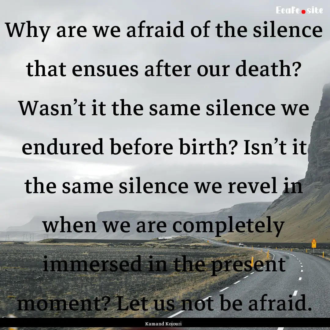 Why are we afraid of the silence that ensues.... : Quote by Kamand Kojouri