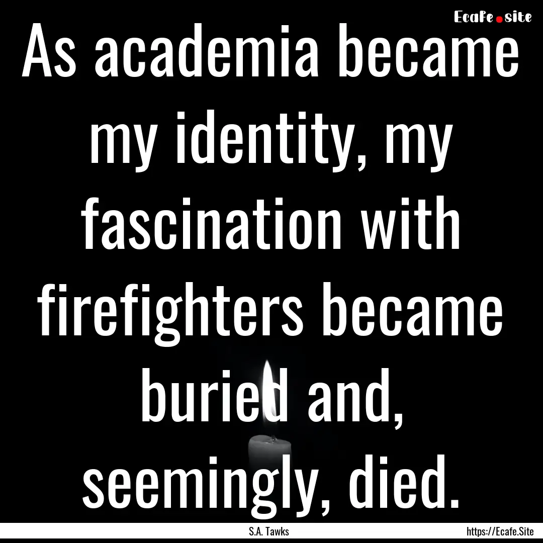 As academia became my identity, my fascination.... : Quote by S.A. Tawks