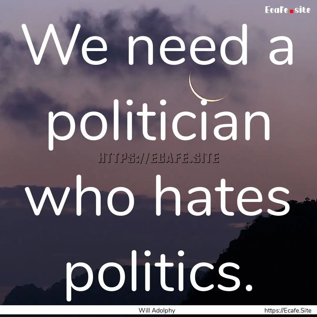 We need a politician who hates politics. : Quote by Will Adolphy