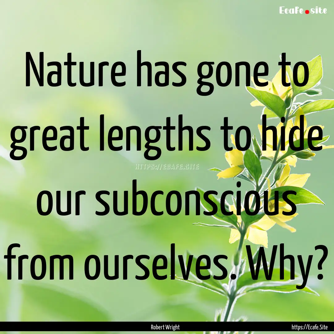 Nature has gone to great lengths to hide.... : Quote by Robert Wright