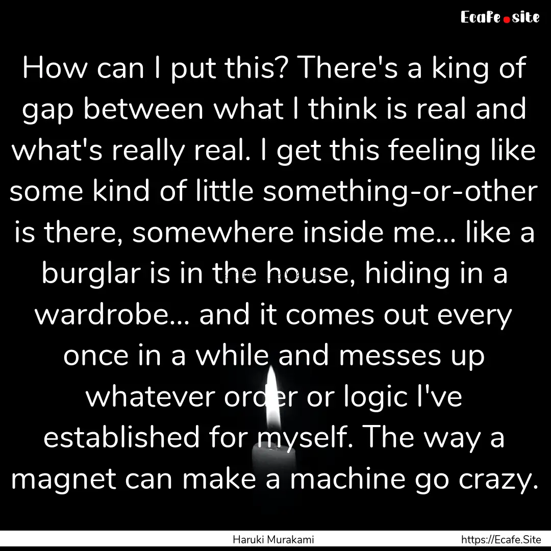 How can I put this? There's a king of gap.... : Quote by Haruki Murakami