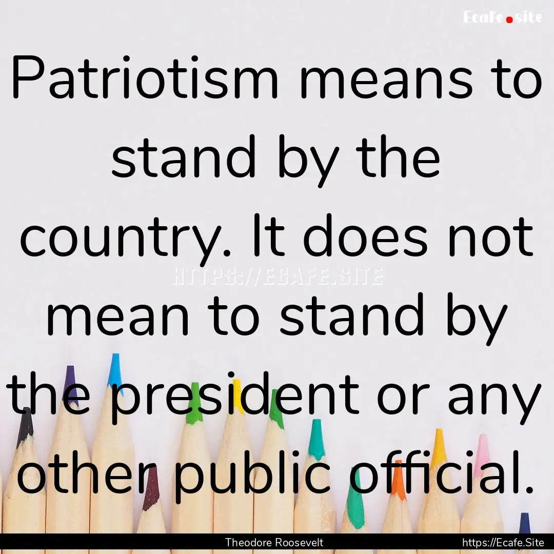 Patriotism means to stand by the country..... : Quote by Theodore Roosevelt