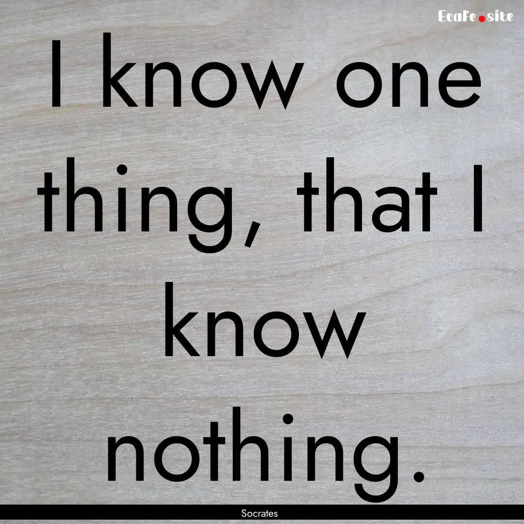 I know one thing, that I know nothing. : Quote by Socrates